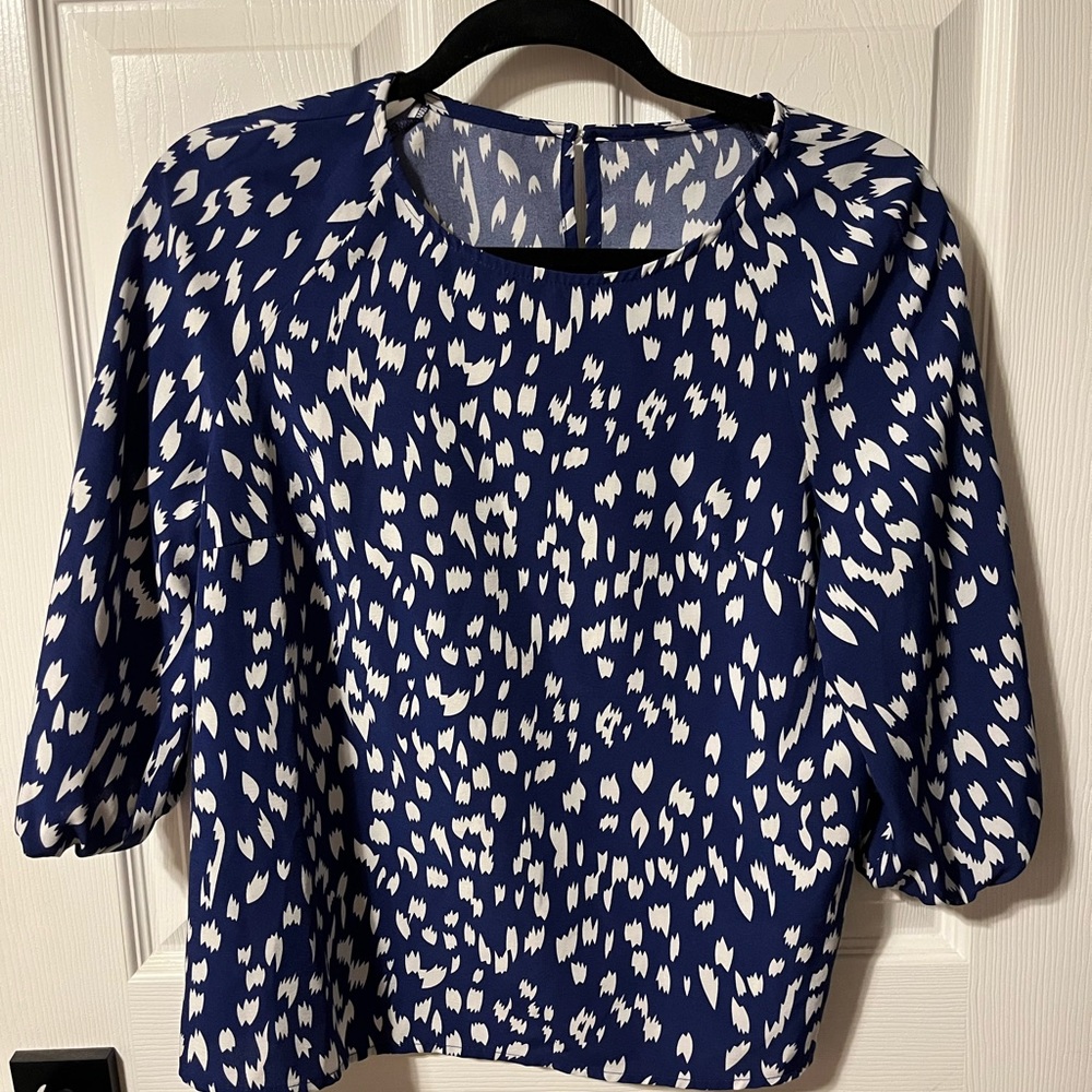 Shein Blue and White Top Size Medium